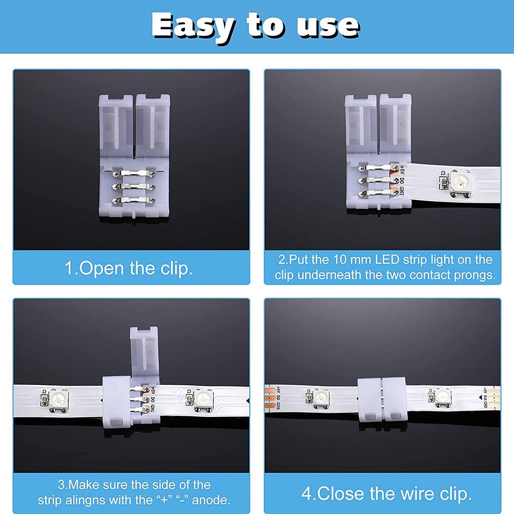 Бесплатная пайка 3PIN WS2812B WS2811 светодиодная лента разъем для соединения угловой прямой угол 10 мм для ws2811 2812 полоса света ленты