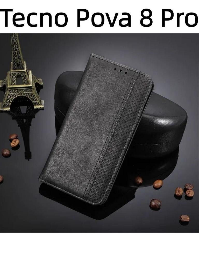 For Tecno Pova 8 Pro Case Flip Wallet Magnetic Buckle Retro Leather Cover for Tecno Pova 8 Pro Phone Back Cover