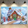 Christmas Gingerbread House Photography Backdrop Winter Snow Xmas Decor Background for Kids Family Party Studio Portrait Photo