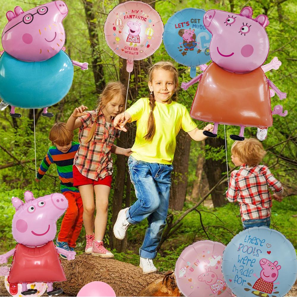 8 шт. Розовые Свиньи Гелиевые Фольгированные Шары Пеппа Шары Украшения на День Рождения