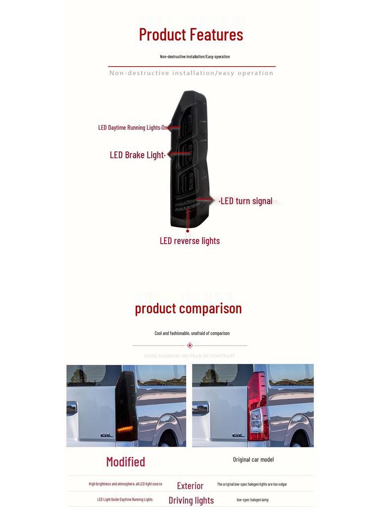 Светодиодный задний фонарь с динамическим поворотником для Toyota Hiace 300 (2019-2025 гг.) Морской лев