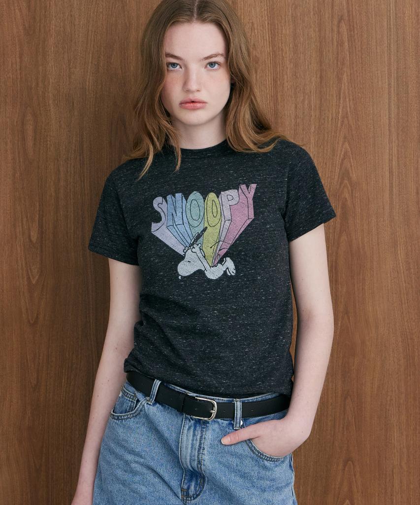 LADY VOLUME Rainbow Drop Snoopy T-Shirt (Charcoal)
