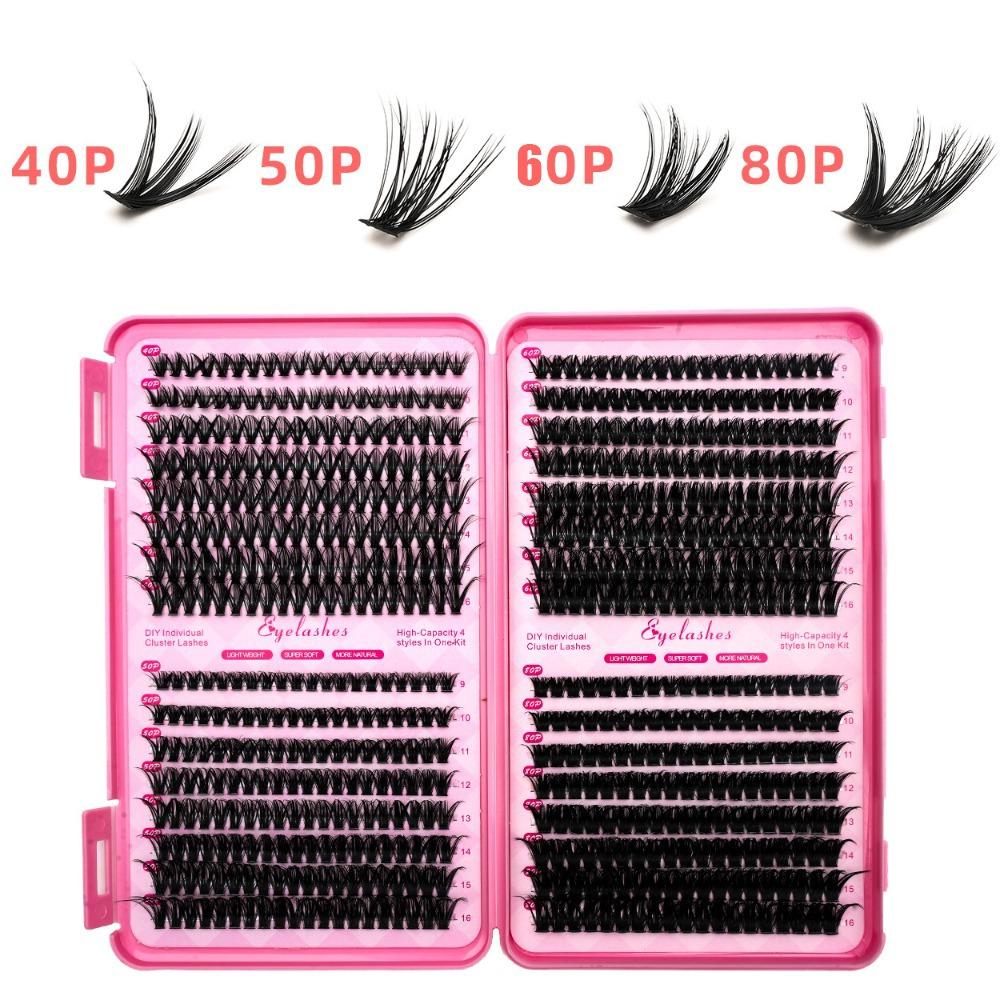 Natural Look 3D Faux Mink Lash 3D Volume DIY Lash Extension Kit False Eyelashes Makeup Enhancement