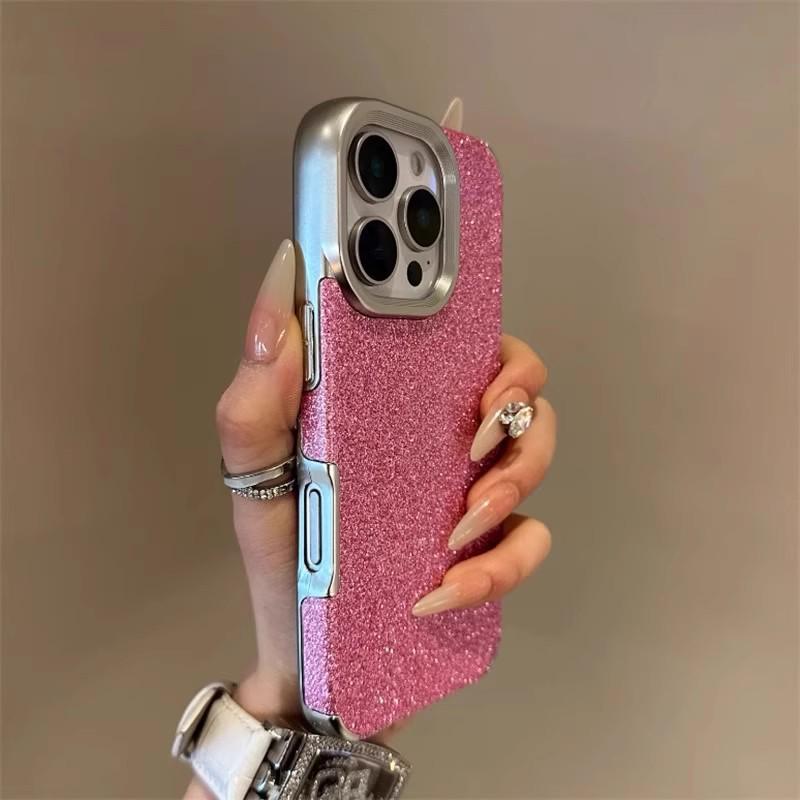 Glitter Electroplated Solid Color Case for iPhone 14, 13, 16 Pro Max, and 15 PM