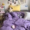 INS Purple Bedding Set Girls Soft Washed Cotton Embroidery Bed Sheet Set Queen King Size Duvet Cover Set With Pillowcases