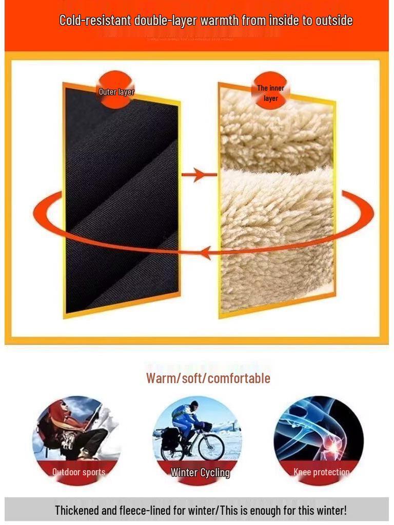 Men's Winter Plus Size Cotton Pants with Lamb's Wool and Velvet, Thick Warm Loose Straight-Leg Casual Joggers