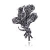 Vintage Exquisite Female Gun Black Rhinestone Leaf Bouquet Brooches Pin For Women Wedding Bouquets Jewelry Accessories