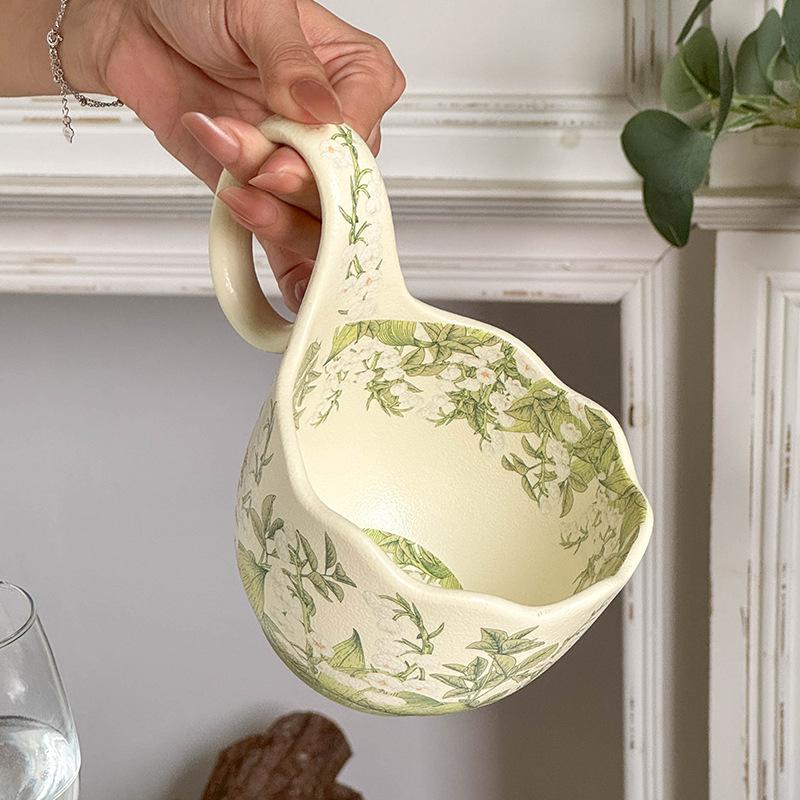 Керамическая кружка Чашка с аккордом с ложкой Чашка для завтрака Овсяная миска Подогретое молоко Цветение ландыша Кофейная чашка Тарелка