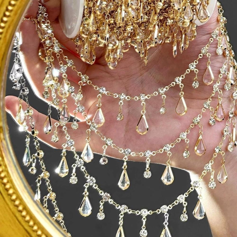 Clear Crystal White Rhinestone Beads Crystal Glass Chain For Necklace Anklet Bracelet