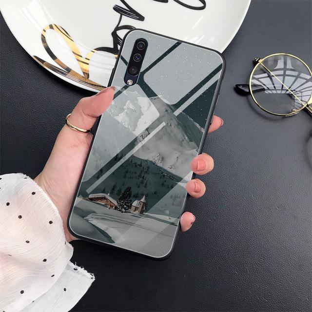 Чехол с горным пейзажем для Samsung Galaxy A71 A72 A70 A73 A53 A13 5g A03 A22 A21s A03 Core A42 A52, защитный стеклянный чехол