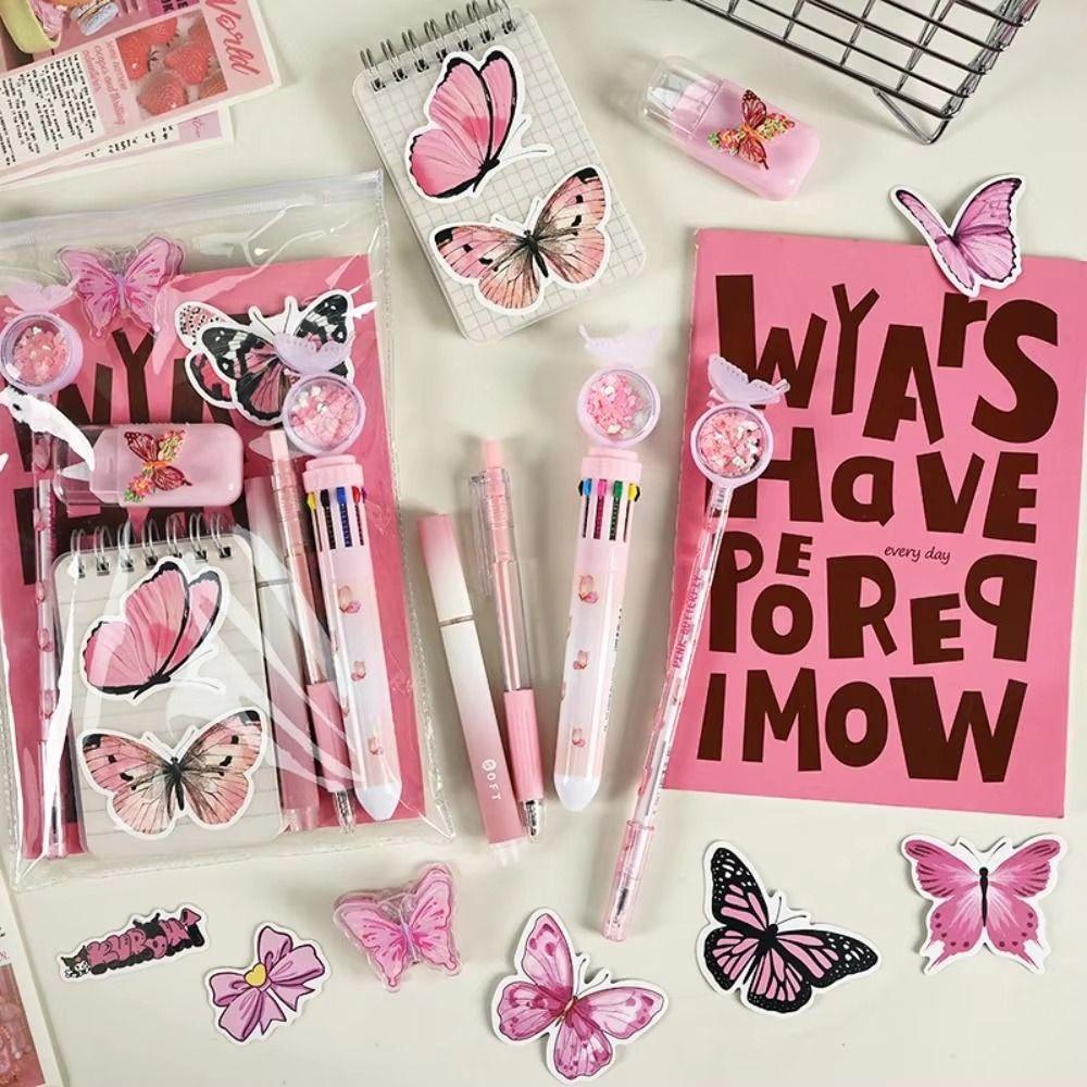 Highlighter Pen Butterfly Stationery Set 9 in 1 Study Stationery Gifts  Office Supplies
