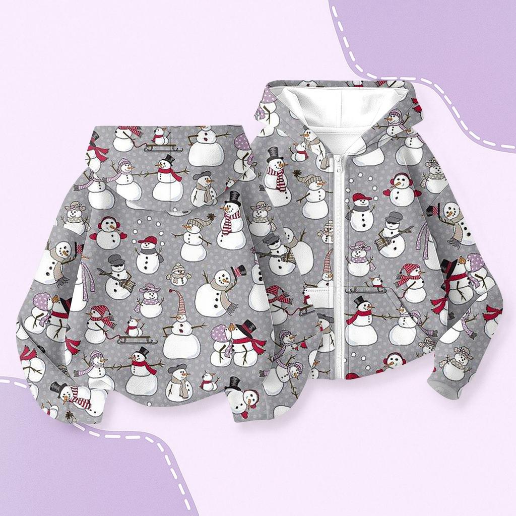 Детская мода Рождественская толстовка с капюшоном с длинными рукавами с принтом, куртка-худи для девочек