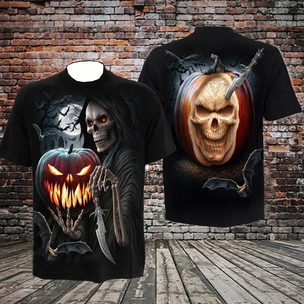 New Men's Halloween Horror Shirt Wizard Magic Short Sleeved T-shirt 3D Mesh Breathable Fast Drying Comfortable Sportswear