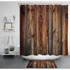 Rustic Country Style Barn Door Shower Curtains Farmhouse Western Brown Primitive Wood Rural Life Polyester Fabric Set With Hooks