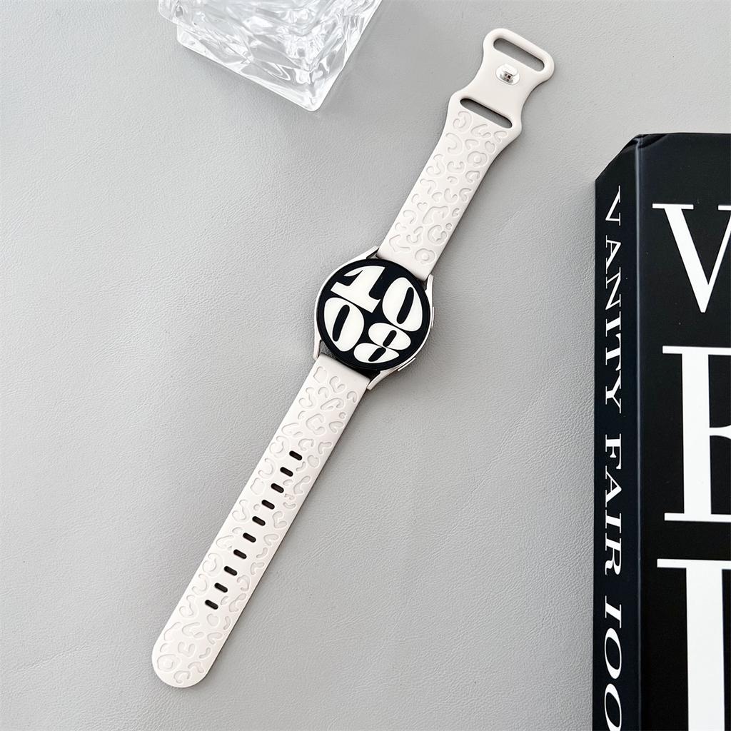 Ремешок с леопардовой гравировкой 20 мм, 22 мм для Samsung Galaxy Watch 6, 5, 4, 40 мм, 44 мм, силиконовый милый ремешок Gear S3 6, классический, 43 мм, 47 мм, Active 2