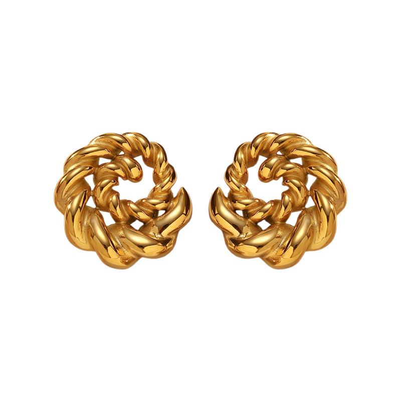 European and American creative light luxury stainless steel stud earrings fashion exquisite electroplated 18k gold titanium steel stud earrings women