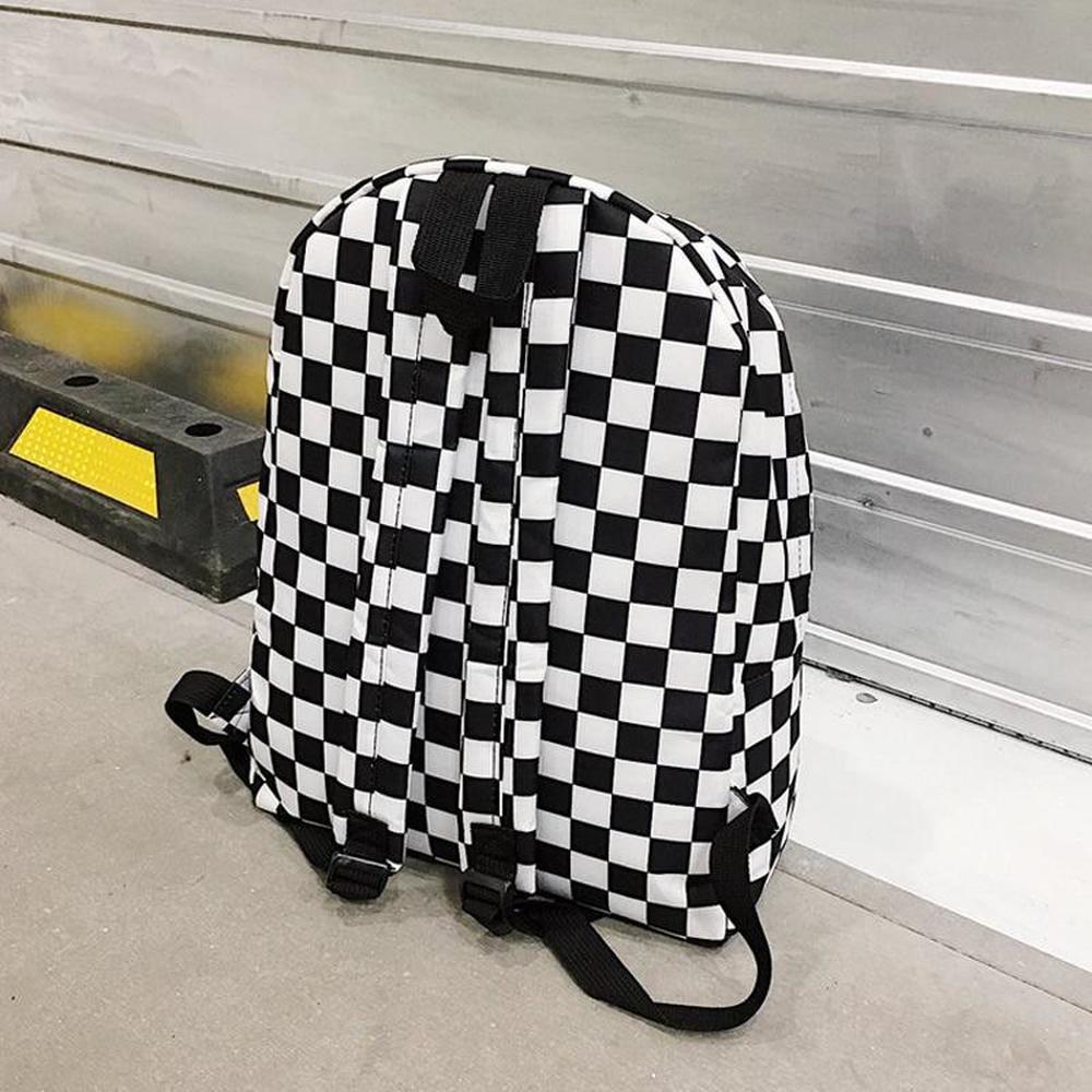 Unisex Plaid Nylon Female Travel Daypack Laptop Backpack Schoolbags School Casual Rucksack Women Bag