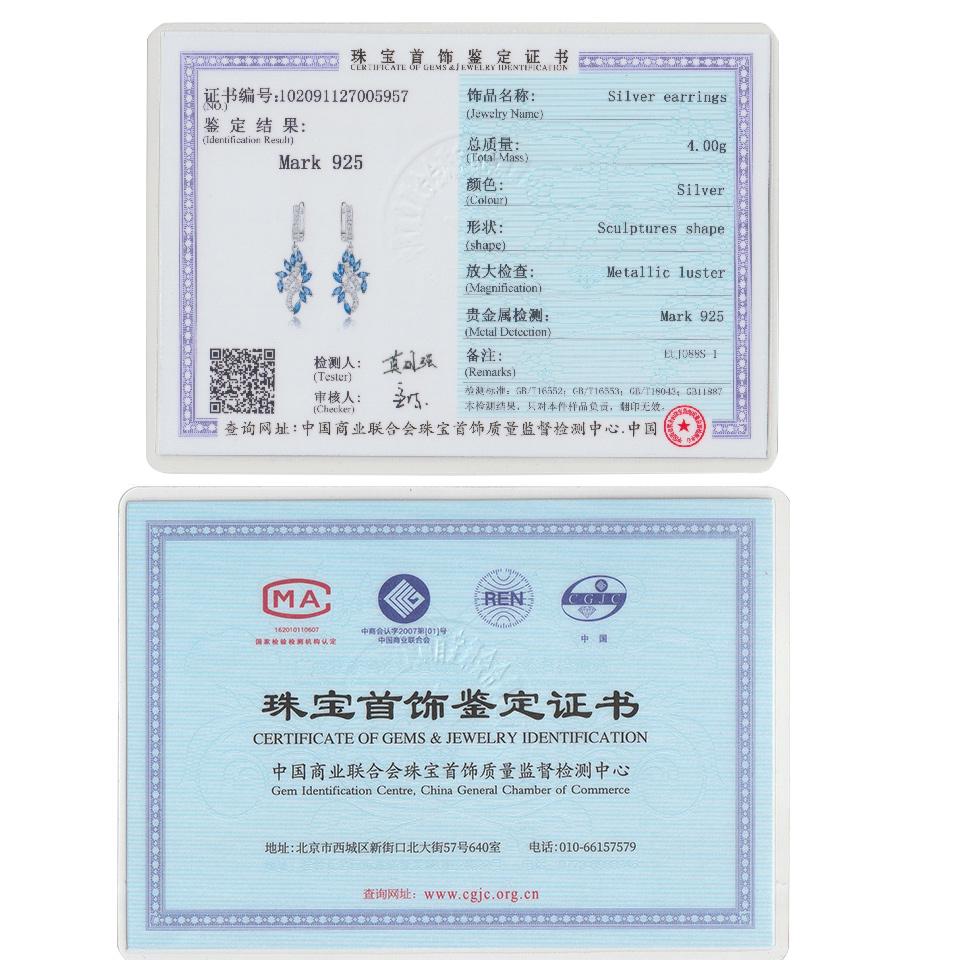 UMCHO Женские модные серьги из стерлингового серебра 925 пробы виде капли с синим драгоценным камнем