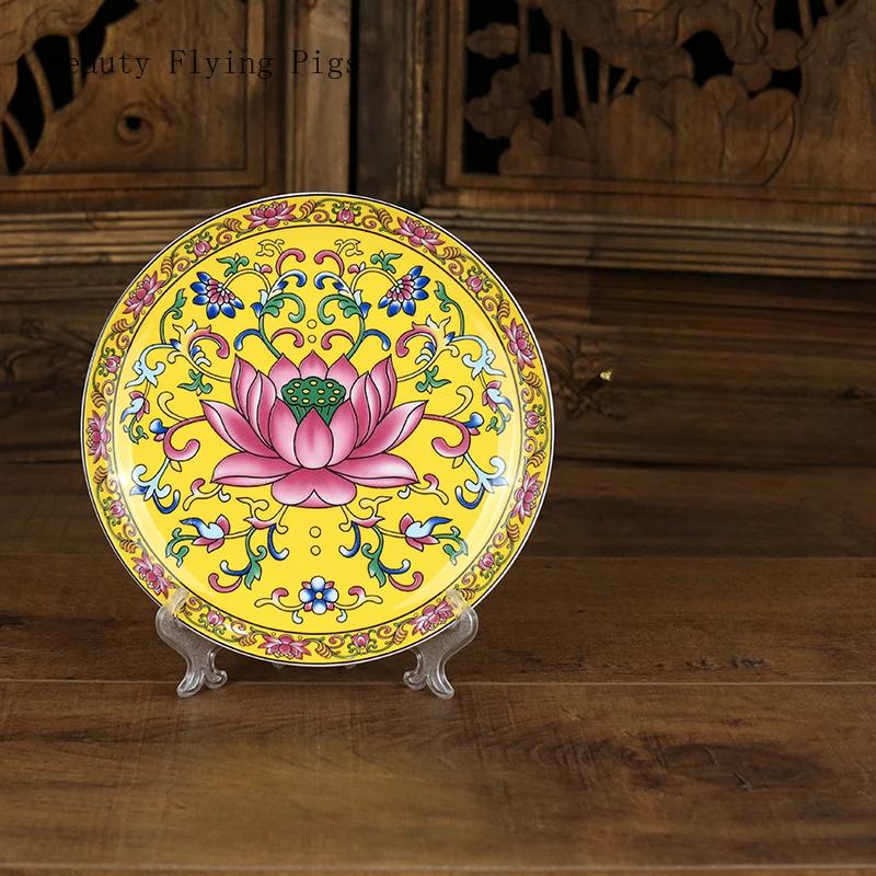 Китайская керамическая эмалевая цветная тарелка для подношений Тарелка для подношений в виде цветка лотоса Тарелка для подношений в виде фруктов Будды Керамика фэн-шуй