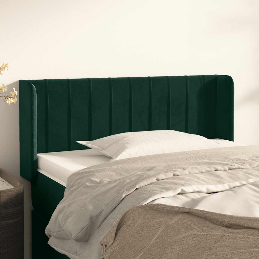 Headboard with Ears Dark Green 93 x 16 x 78 88 cm Velvet