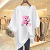 Women's Summer Bear Print Cotton Short Sleeve Loose Round Neck Top