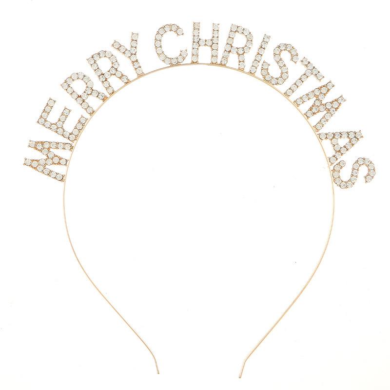 Christmas New Year Headband MERRY CHRISTMAS Alloy Rhinestone Knotted Letter Headband Atmosphere 2026