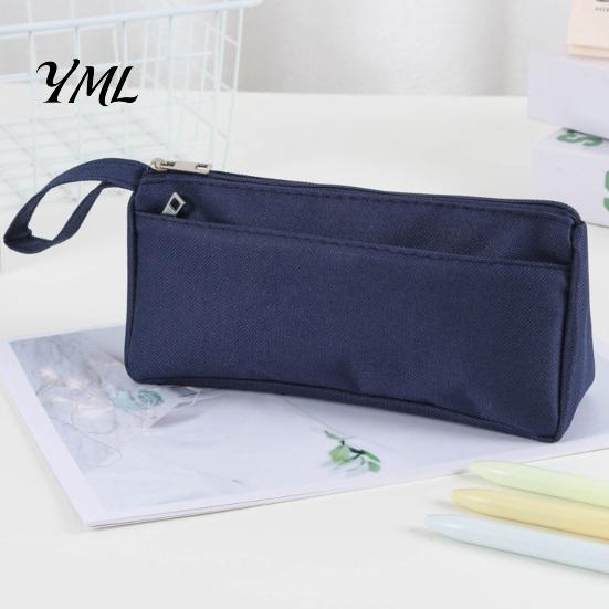 Lightweight Storage Bag for Students Pencil Case with Zipper And Handle, Durable Oxford Solid Color Soft EVA Stationery Holder Kids Organizer,