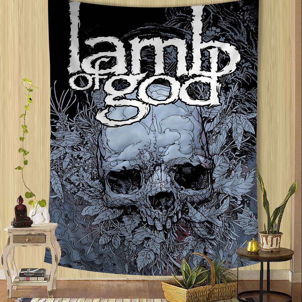 Американская метал-группа L-Lamb Of God Настенный гобелен Арт-печать Японский настенный гобелен Аниме Настенный подвесной элемент Декор для дома