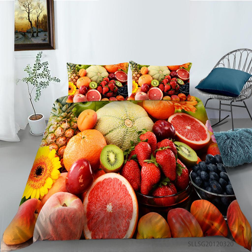 Quilt Cover Pillowcase Two Or Three Piece Fruit Digital Printing Polyester
