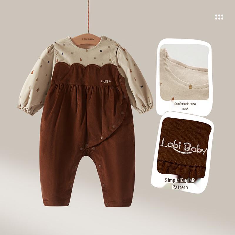 Вельветовый боди с боковой застежкой и длинным рукавом для девочки Rabe Baby
