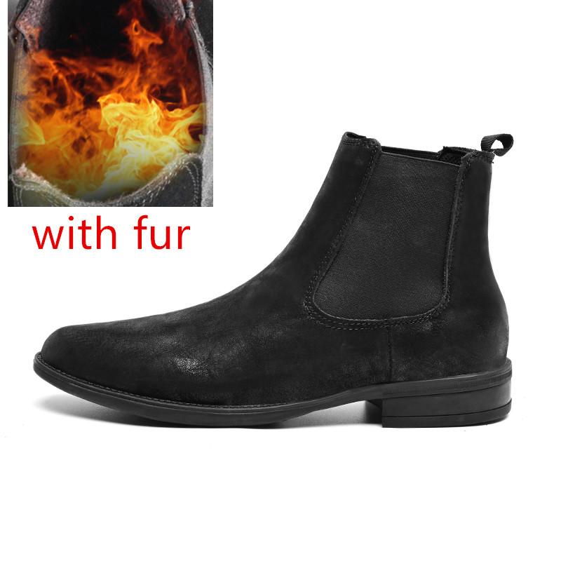 Мужские ботинки 2024 года Мужская обувь в британском стиле Износостойкие повседневные ботинки Классические высокие черные ботинки челси Мягкая теплая хлопковая обувь