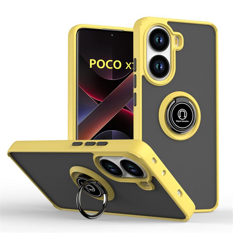 Бронированный магнитный чехол для Poco X7 X6 F7 Pro F6 F5 противоударный матовый чехол-подставка с кольцом для телефона для Poco M7 M6 Pro 5G задняя крышка