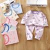 Детский осенний комплект брюк из лайкры и хлопка: Высокоэластичная, с мультяшным принтом, мягкая и приятная для кожи домашняя одежда.