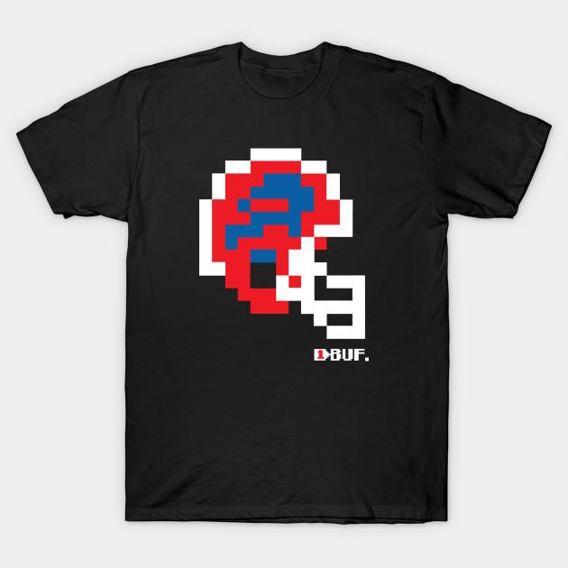 Asian Size Men Black Print T-shirt Buf Bills 90S Tecmo Bowl Helmet No-Cut Heat Transfer Print Cotton Tshirt