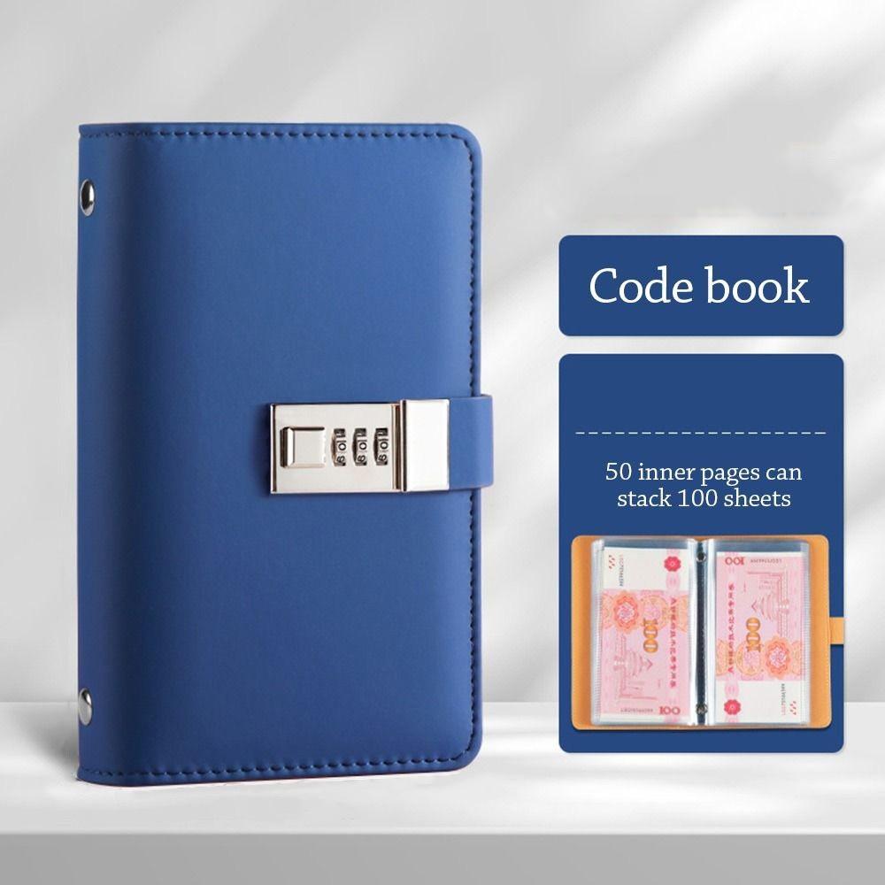 A6 Cash Budget Ledger Anti-splash Water Leather Password Savings Book Stationery