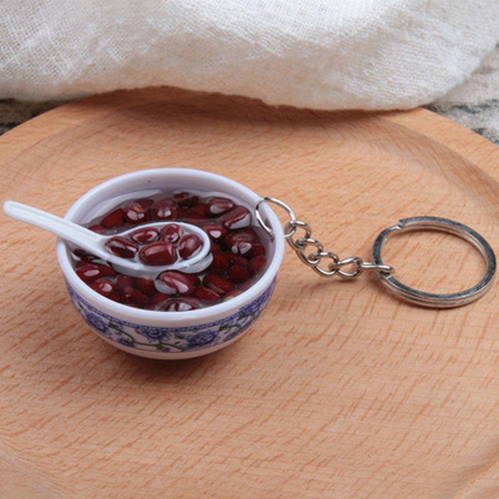 Porcelain Delicious Food Bag Pendant Noodle Keychain Simulation Food Bowl Keyrings Food Key Chains