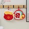 (YOUU06)Cartoon New Year Money Bag Horse Hand Towel For Kitchen Bathroom Handkerchief Absorbent Coral Fleece Hanging Towel