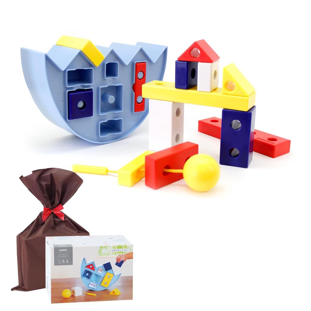 Shaol Columbus Building Blocks Wrapping Balance Set and Up Educational Toy Building Blocks Shape Matching Balance Perfect for Home Christmas S11016AM