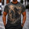 Halloween Men's Skull Bone T Shirt Short Sleeve 3D Print Crew Neck Gothic Street Dark Party  All Seasons Clothing