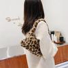 Fashion Women Cow Print Mini Shoulder Bags Female Winter Plush Underarm Leopard Zebra Pattern Fluffy Tote Bags Small Purses