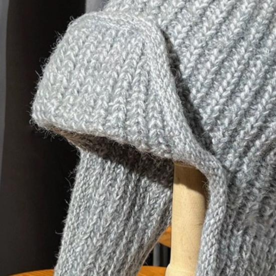 Женская вязаная шапка на шнуровке, однотонная, с защитой ушей, зимняя эластичная шапка, ветрозащитная шапка-ушанка для холодной погоды