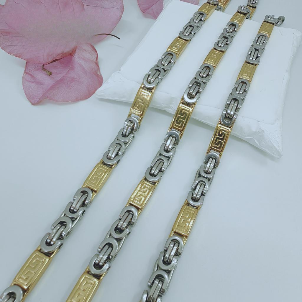 Модное, трендовое, персонализированное мужское ожерелье с узором Великой Китайской стены и чередующимися цветами, ручная работа, плоская цепочка, 2025