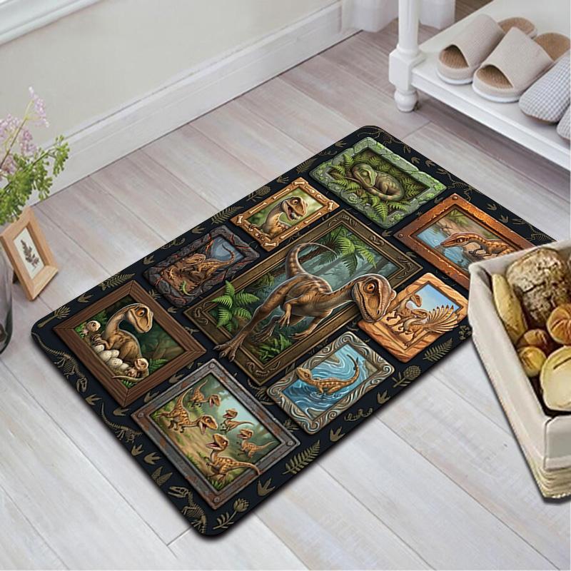 Dinosaur Gallery Pattern Rug Floor Mat for Living Room or Bedroom Soft and Comfortable Carpet a Gift for Birthday and Holiday.