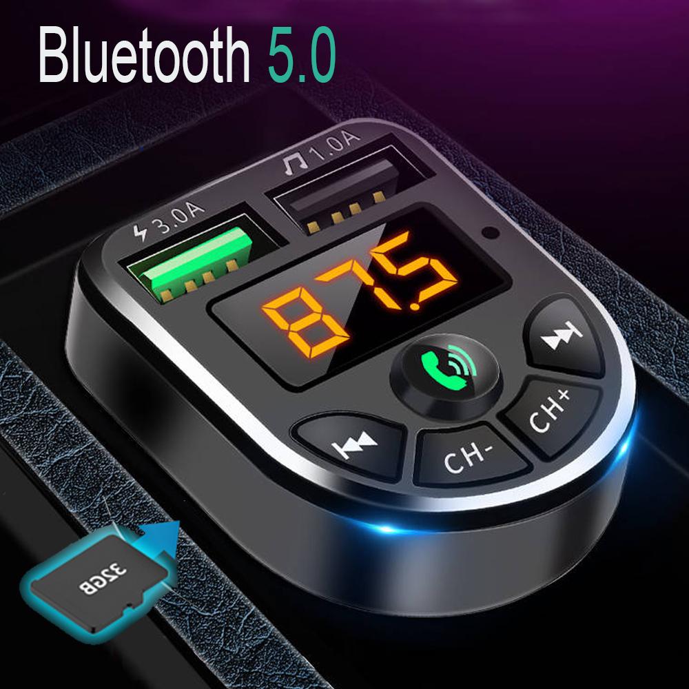 Bluetooth 5.0 FM Transmitter Car Kit MP3 Modulator Player Wireless Handsfree Audio Receiver Dual USB Fast Charger 3.1A