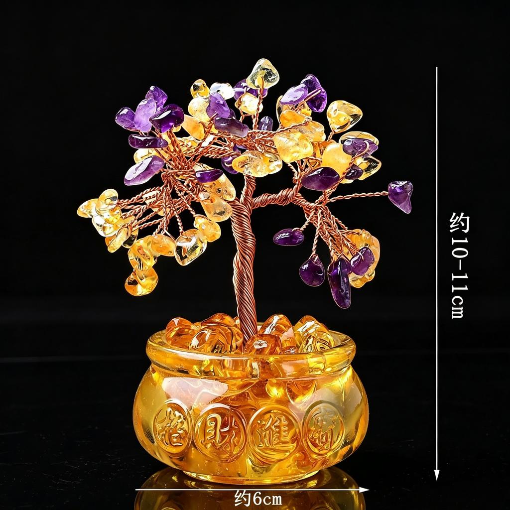 Natural crystal shake money fortune tree fish tank ornament office ornament lucky small ornament creative transshipment gift