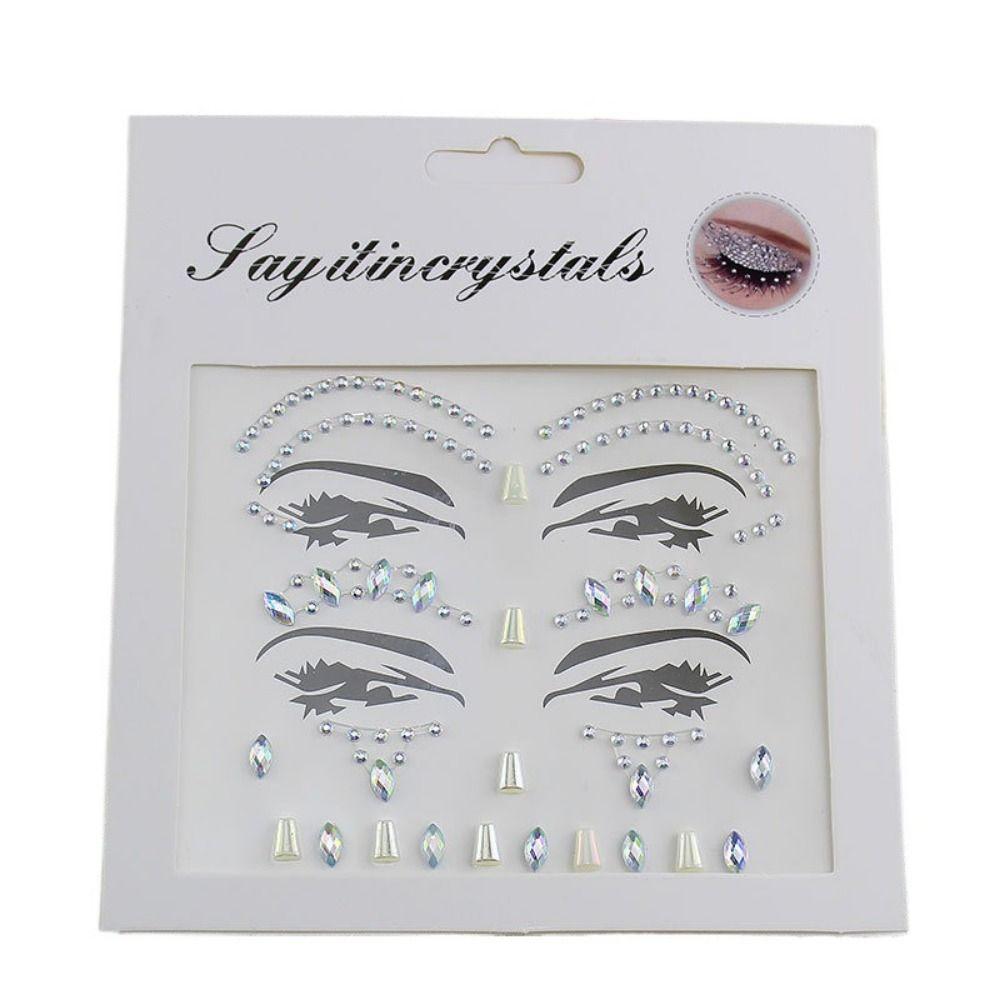Disposable 3D Face Tattoo Crystal Sticker Fashion Temporary Tattoo Sticker Girls