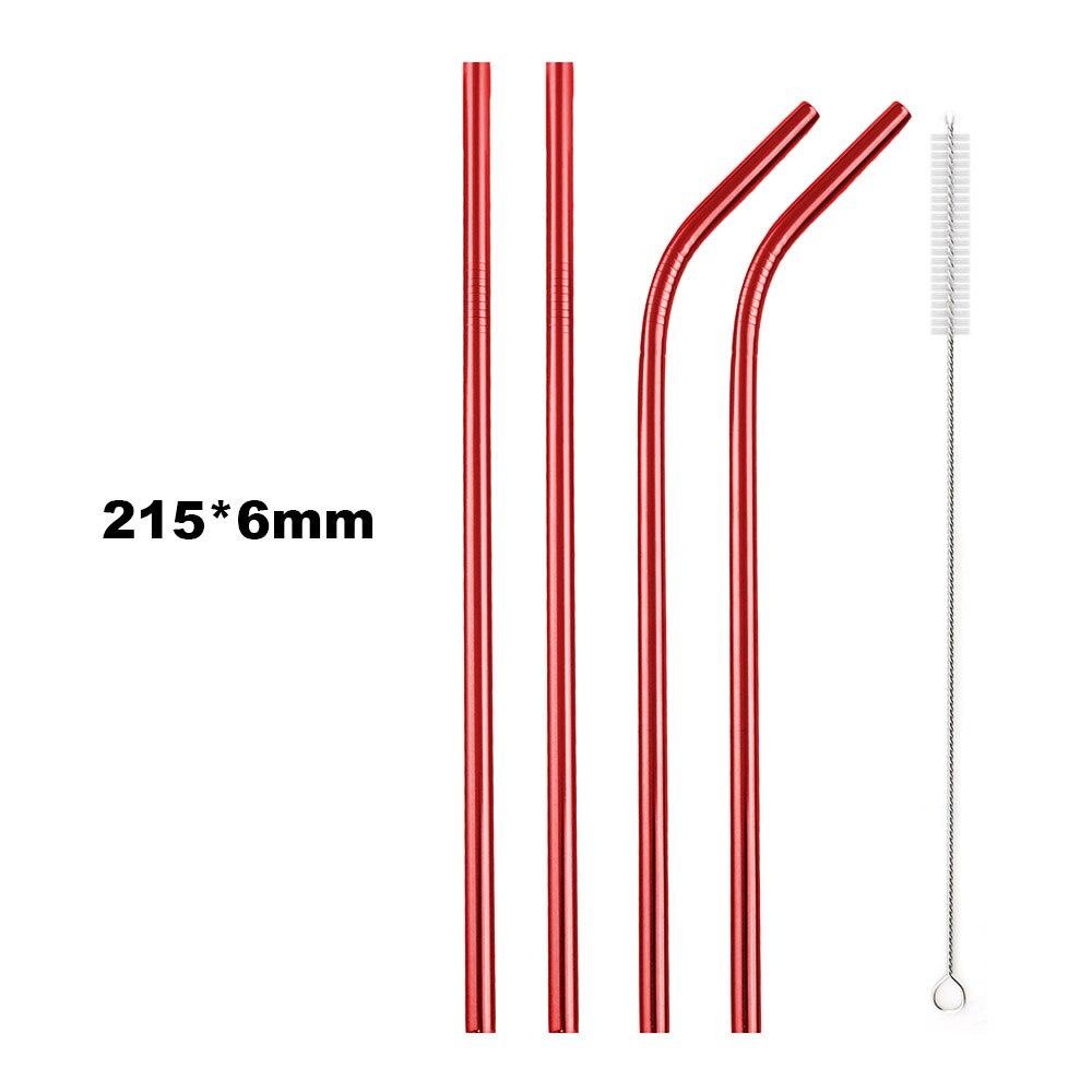18/10 Stainless Steel Straw Set Reusable Drinking Straw High Quality Metal Colorful Straw With Cleaner Brush Bar Party Accessory