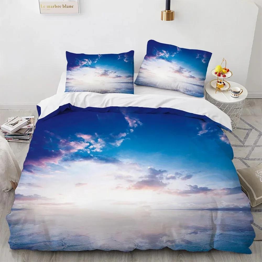 Комплект пододеяльника Blue Sky Cloud King Queen Full Size для детей, мальчиков, девочек, полиэстеровый постельный комплект, чехол для одеяла, пейзажный узор