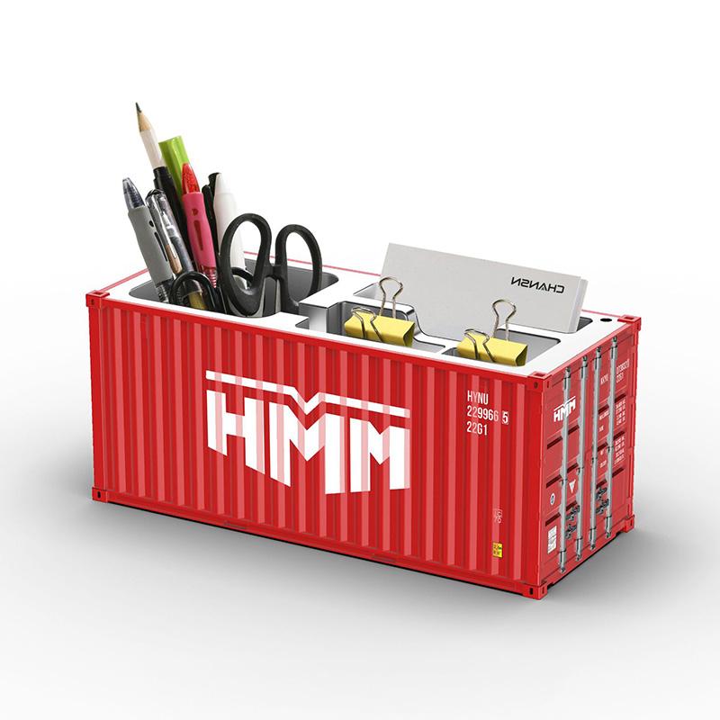 1/20 Scale Simulated Shipping Cargo Container Model Pen Holder Detachable Plastic Storage Box Desktop Organizer Household Supply