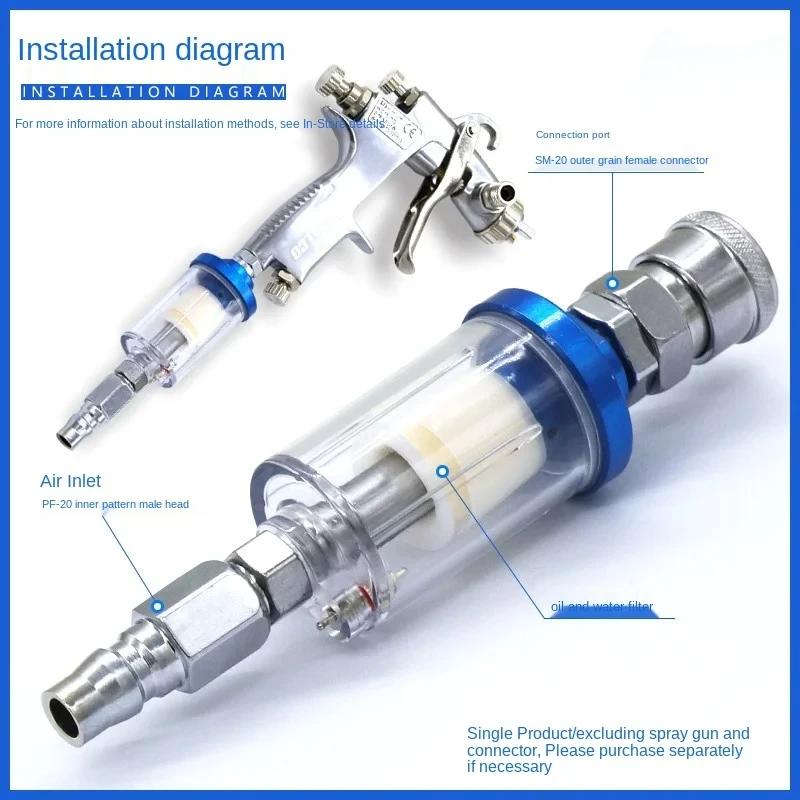 Oil Water Separator Sprayer Air Oil Water Separator Filter Kit Water Trap Clear Painting Moisture Separator with Clear Filter